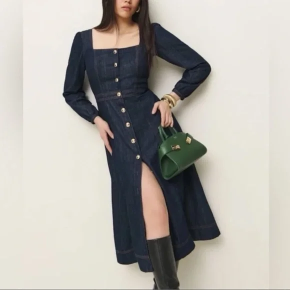 Reformation | Dresses | Reformation Celeste Denim Midi Dress Anthropologie  | Poshmark